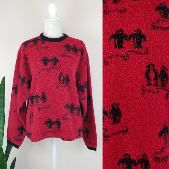 VTG L.L. Bean Penguin Fleece Pullover - Picture 1 of 8